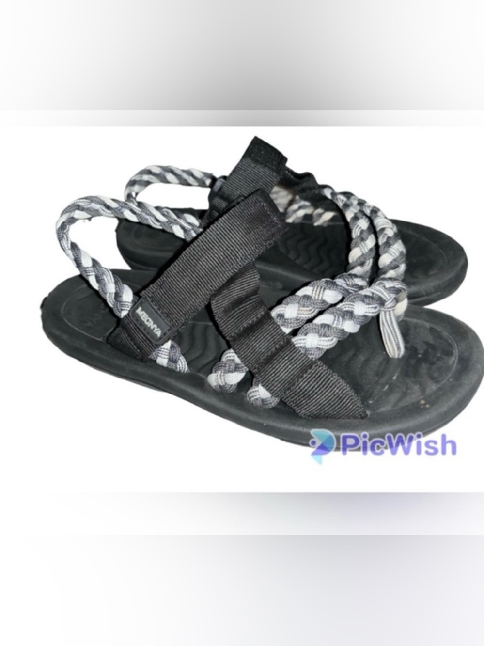 - Megnya Sandals Sz 8 Rope Braided Sandal black white